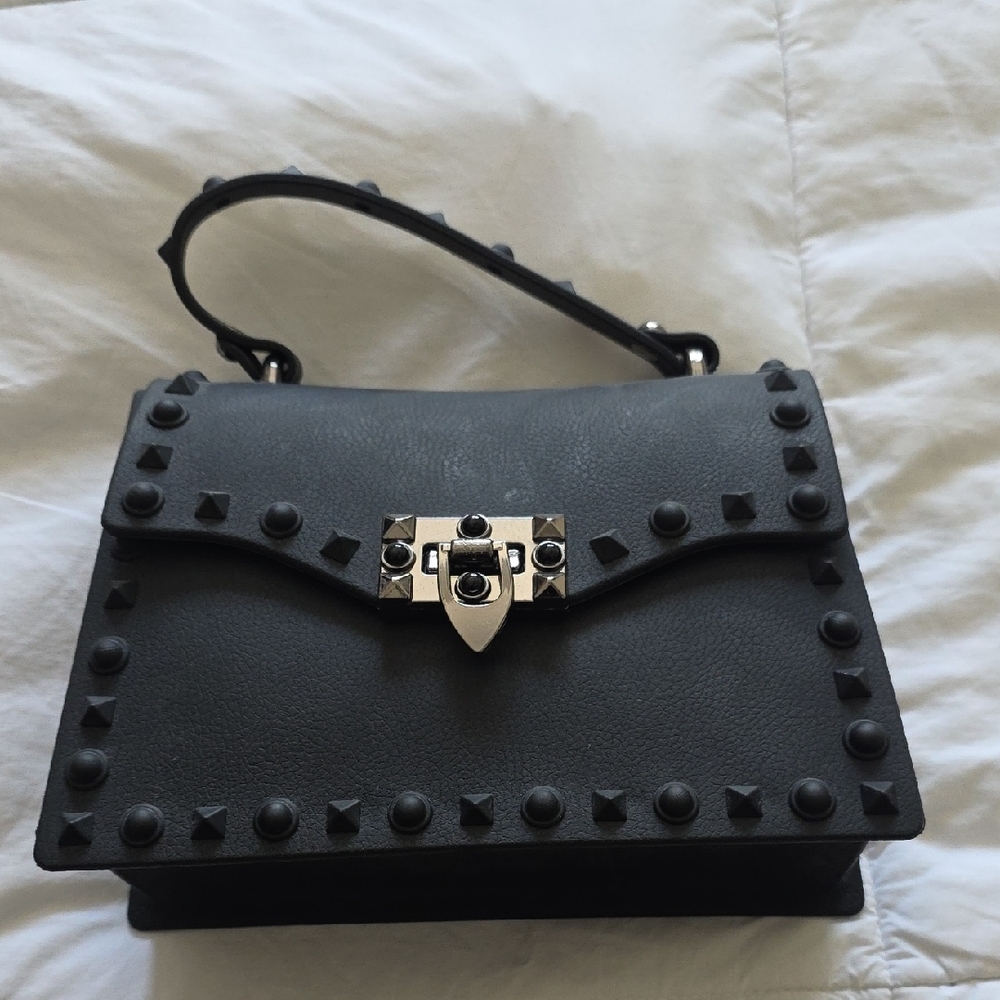 Elegant Black Studded Shoulder Bag